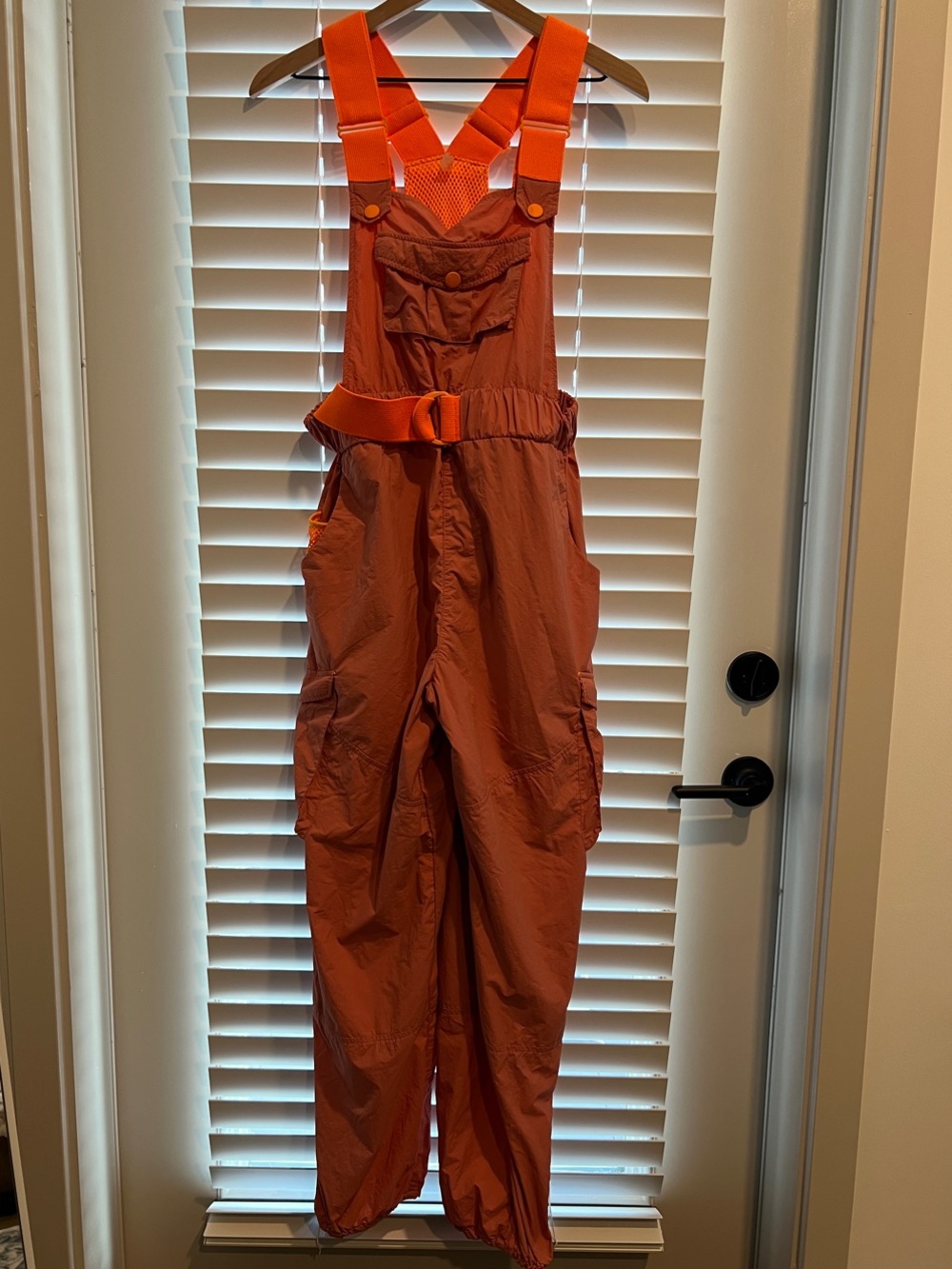 Free People Rust Pink and Orange Utility Bib Jumpsuit Overalls- Women's